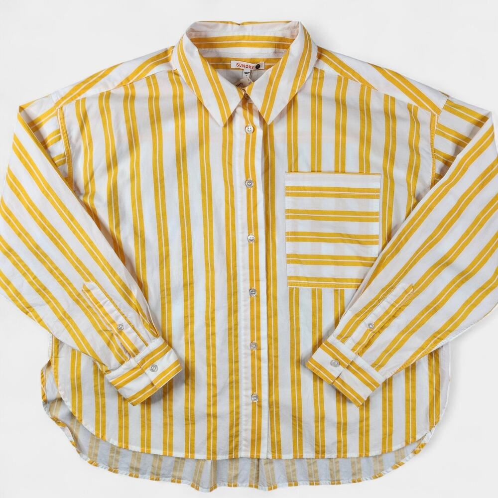Sundry Shirt Womens Small Striped Button Up Long Sleeve Mango Casual Top